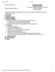 Board of Education Meeting Agenda